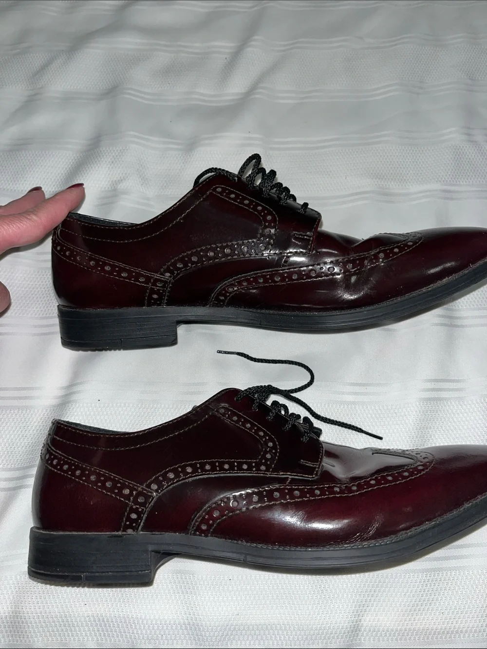 Michael Shannon Burgundy Wingtip Brogue Dress Shoes